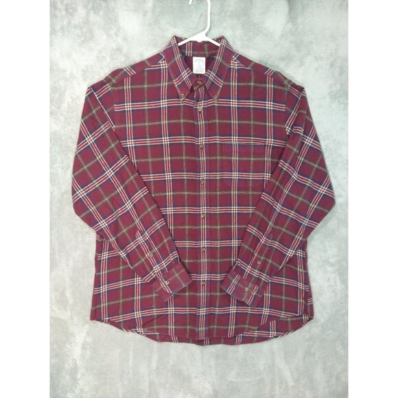 Brooks Brothers Shirt Mens XL Red Plaid Flannel Cotton Button Down Regent - Picture 1 of 9